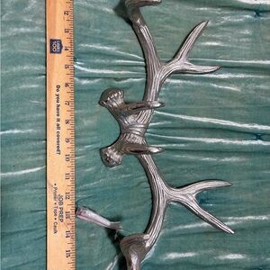 Silver Metal Deer Antler Wall Hook | Rustic Decor Coat/Key Rack